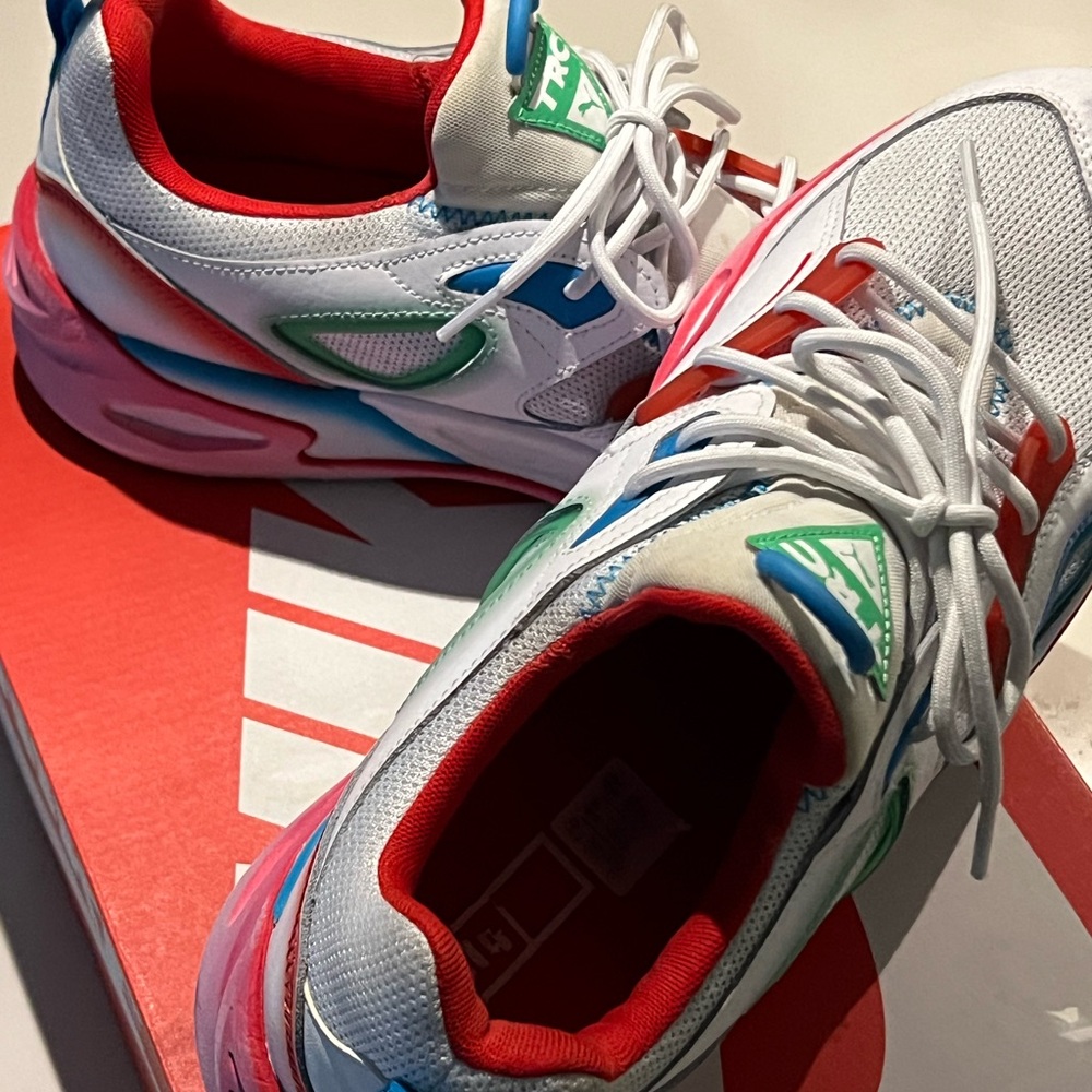 Size 13 Puma White and Red Sneakers